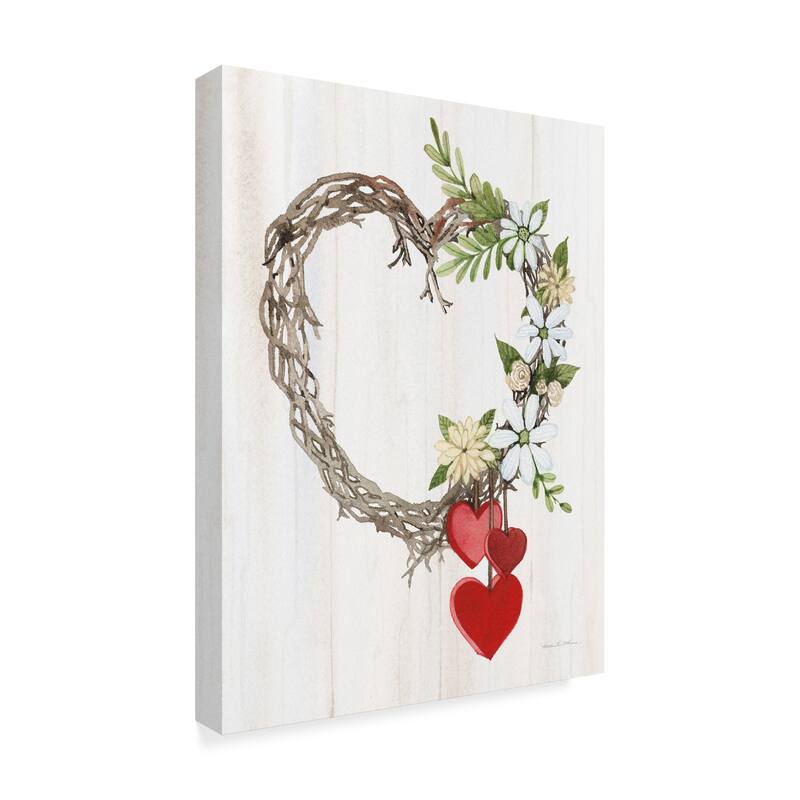 Kathleen Parr Mckenna 'Rustic Valentine Heart Wreath Ii' Canvas Art