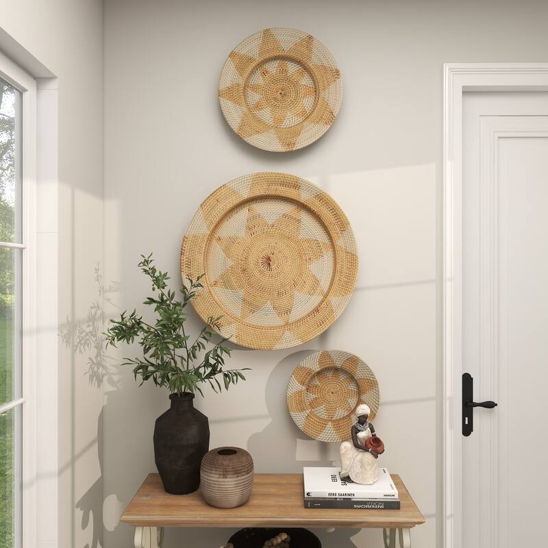Light Brown Palm Tree Traditional Wall Decor Abstract (Set of 3)