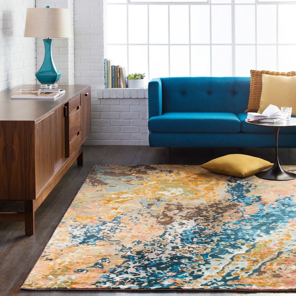 Hand-Knotted Heywood Abstract Viscose Area Rug - 2' x 3' - 2' x 3'