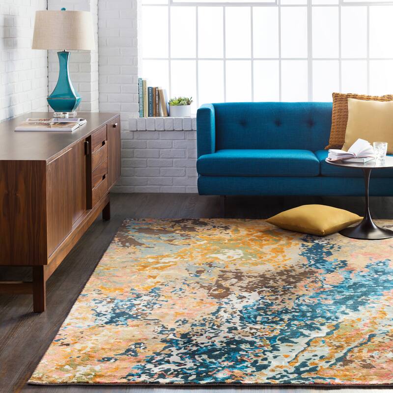 Hand-Knotted Heywood Abstract Viscose Area Rug - 5' x 7'6" - 5' x 7'6" - 5' x 7'6" - Multi-Color