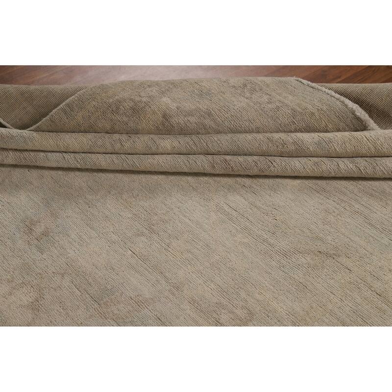 Vegetable Dye Oushak Turkish Large Rug Handmade Beige Wool Carpet - 10'0"x 13'9"