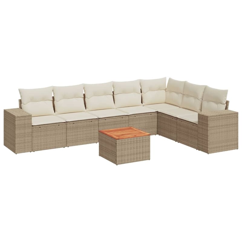 vidaXL Patio Sofa Set with Cushions Outdoor Furniture 8 Piece Poly Rattan - 21.7 x 21.7 x 14.6