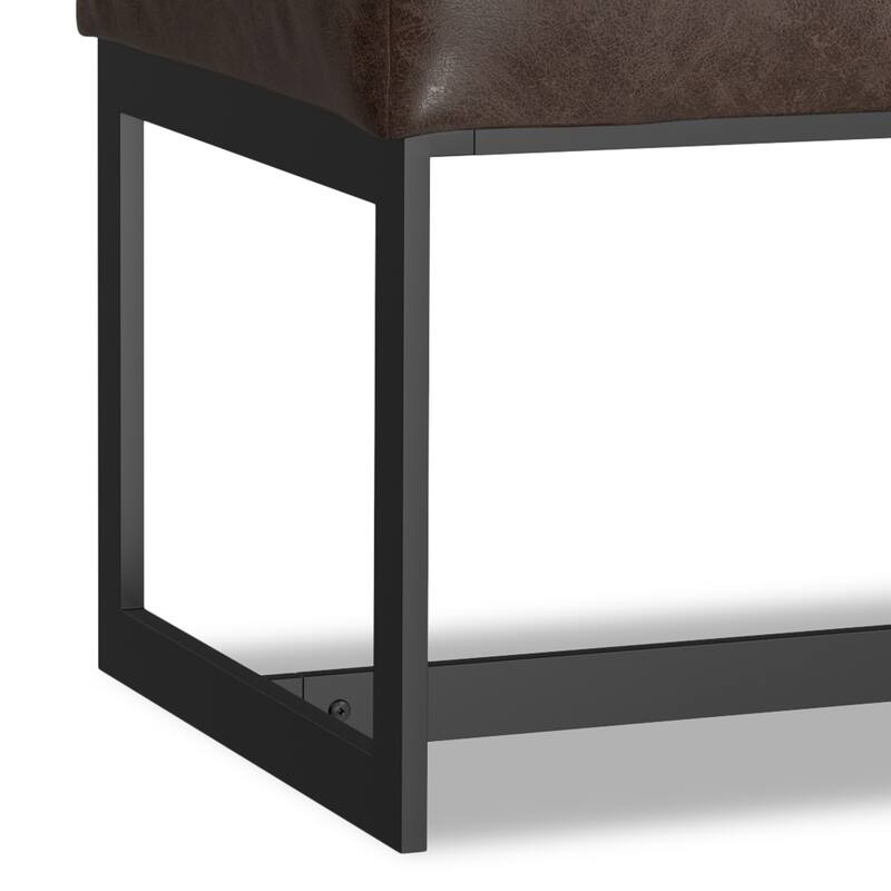 WYNDENHALL Mira 56 inch Wide Rectangle Modern Leather Ottoman Bench in Brown