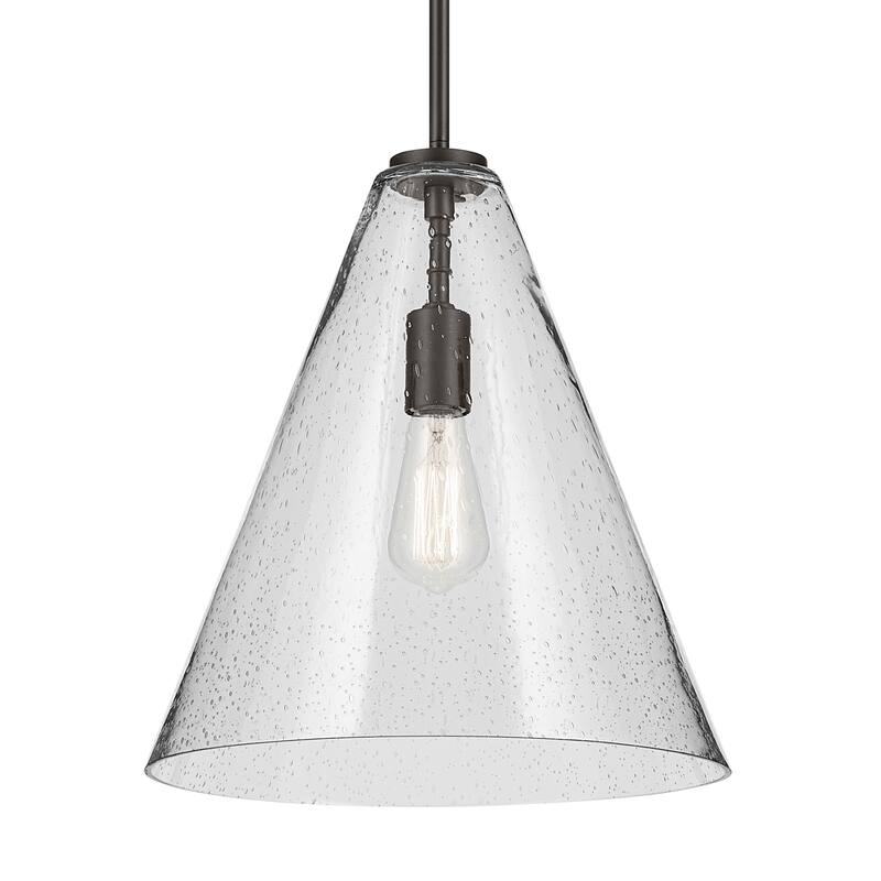 Kichler Lighting Everly 1-Light Cone Pendant Light with Seeded Glass