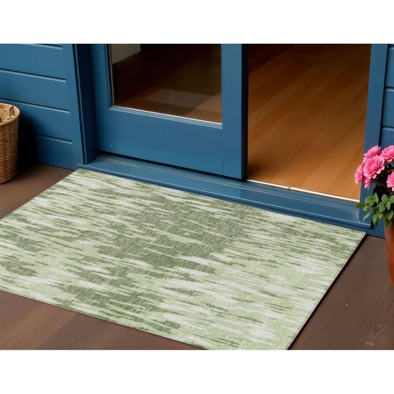 HomeRoots Abstract Transitional Rectangle Outdoor Rug - 3' x 5'