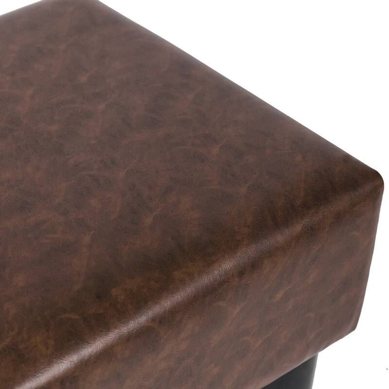 Adeco Footrest Square Ottoman Stool PU Leather Seat Chair Footstool