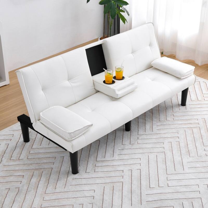 66.8" PVC Multifunctional Sofa Bed With Cup Holder