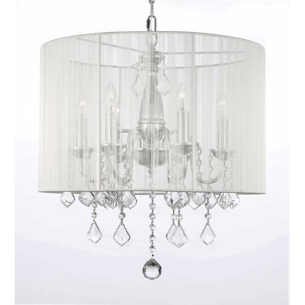 Crystal Chandelier Chandeliers With Large White Shade H15" x W15" 