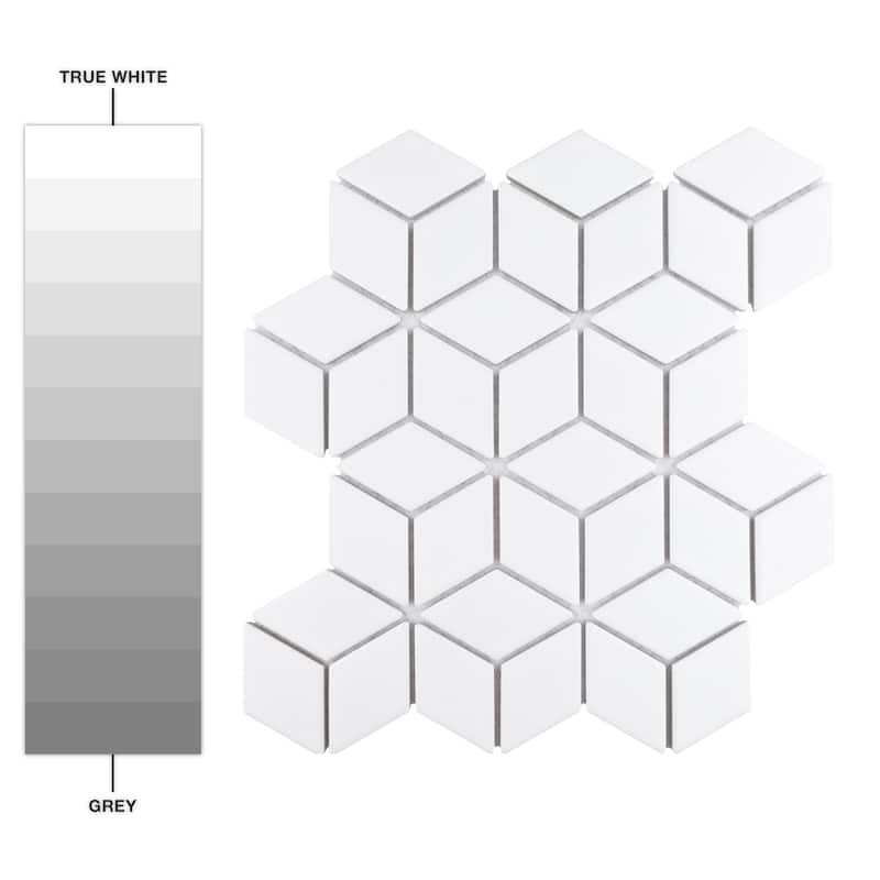 Merola Tile Hudson Rhombus Matte White 10-1/4" x 11-3/4" Porcelain Mosaic Floor and Wall Tile