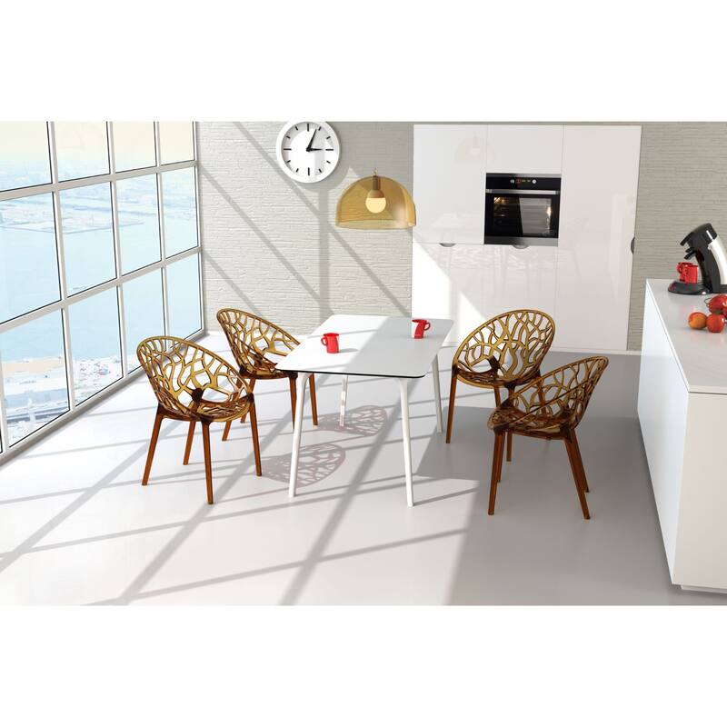 31" Amber Transparent Stackable Outdoor Patio Dining Chair