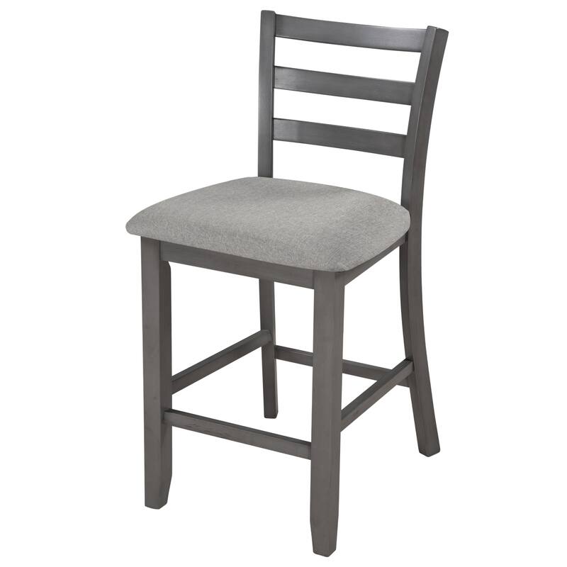 Gray 5-Piece Counter Height Wooden Dining Table Set with 4 Chairs & Shelf