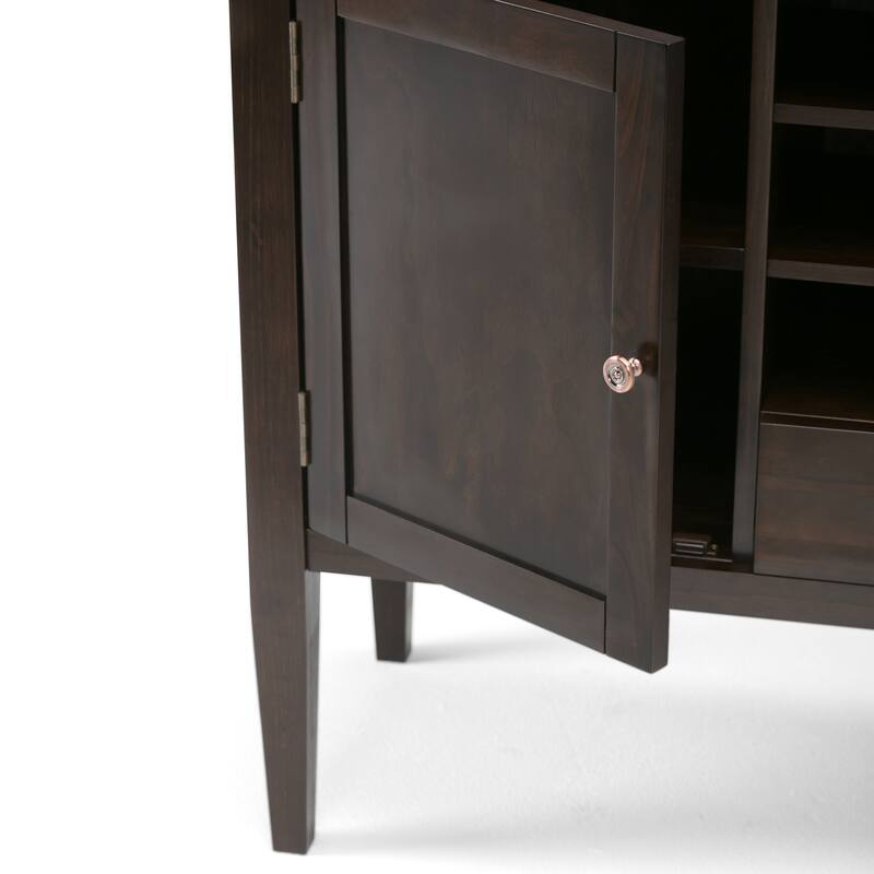 WYNDENHALL Sterling SOLID WOOD 54 inch Wide Transitional Sideboard Buffet Credenza and Wine Rack in Dark Tobacco Brown