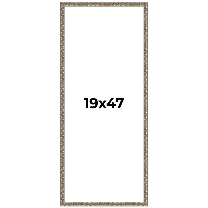 19x47 Frame Silver Versailles Ornate Solid Wood Picture Frame | 1 Inch