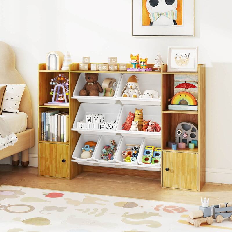 Costway Kids Toy Storage and Bookshelf with 8 Boxes Open Shelves & 2 - See Details