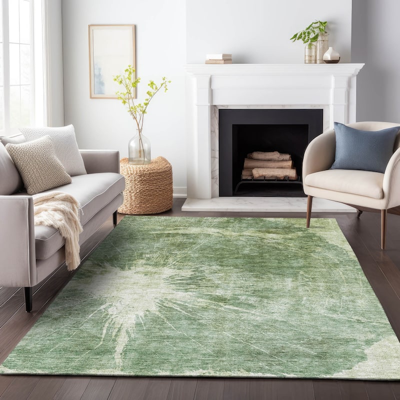 Premium Washable Super Soft Abstract Woodgrain Mayfield Rug - Fern - 8' x 10' - Rectangle