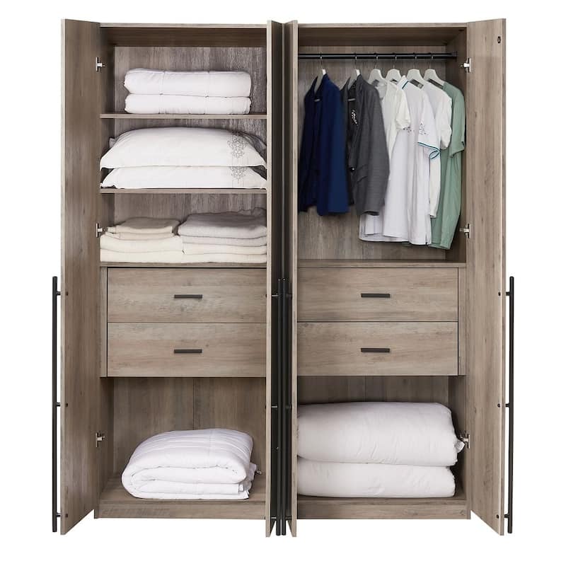 Manhattan Comfort Lee Modern Freestanding 2-Piece Module Wardrobe Closet Armoire