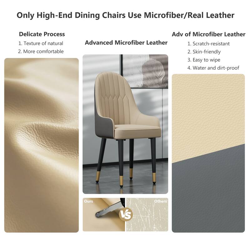 Microfiber Silicone Leather Upholstered Dining Chairs (Set of 2)