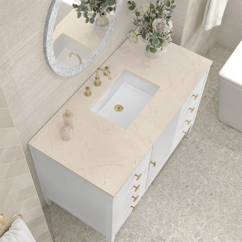 James Martin Vanities Myrrin 48" Vanity, Bright White - Eternal Marfil
