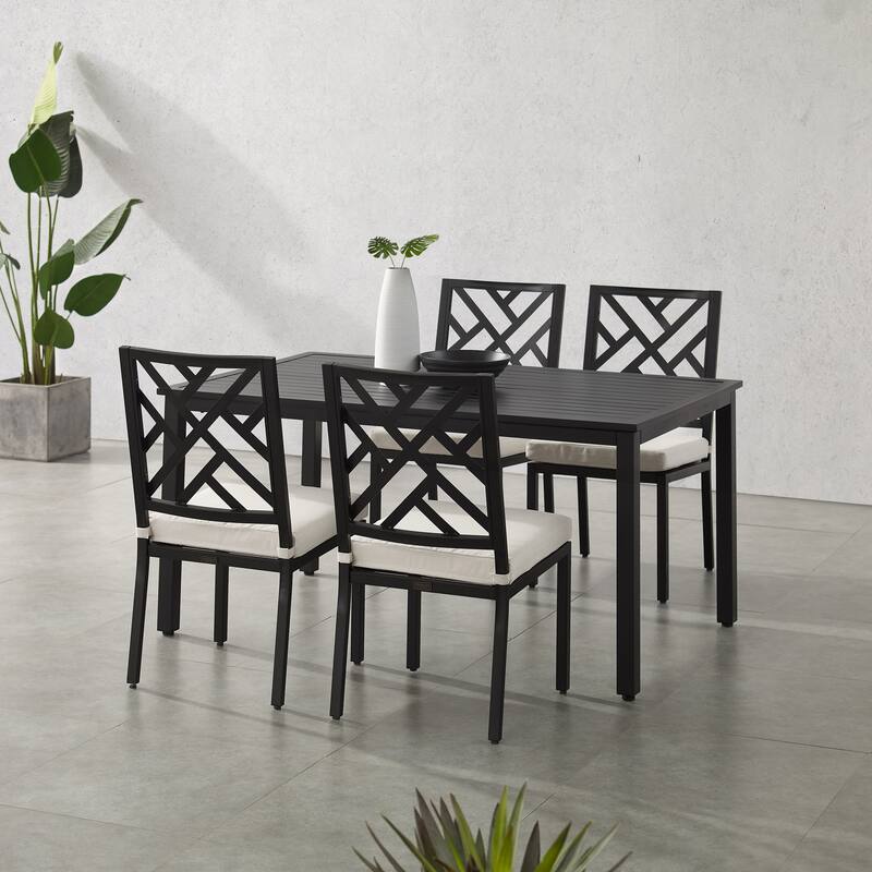 Crosley Locke 5Pc Outdoor Metal Dining Set - Matte Black