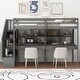 preview thumbnail 5 of 36, Solid Wood Loft Bed Frame with Storage Staircase and Double Desks and Shelves,Twin Size