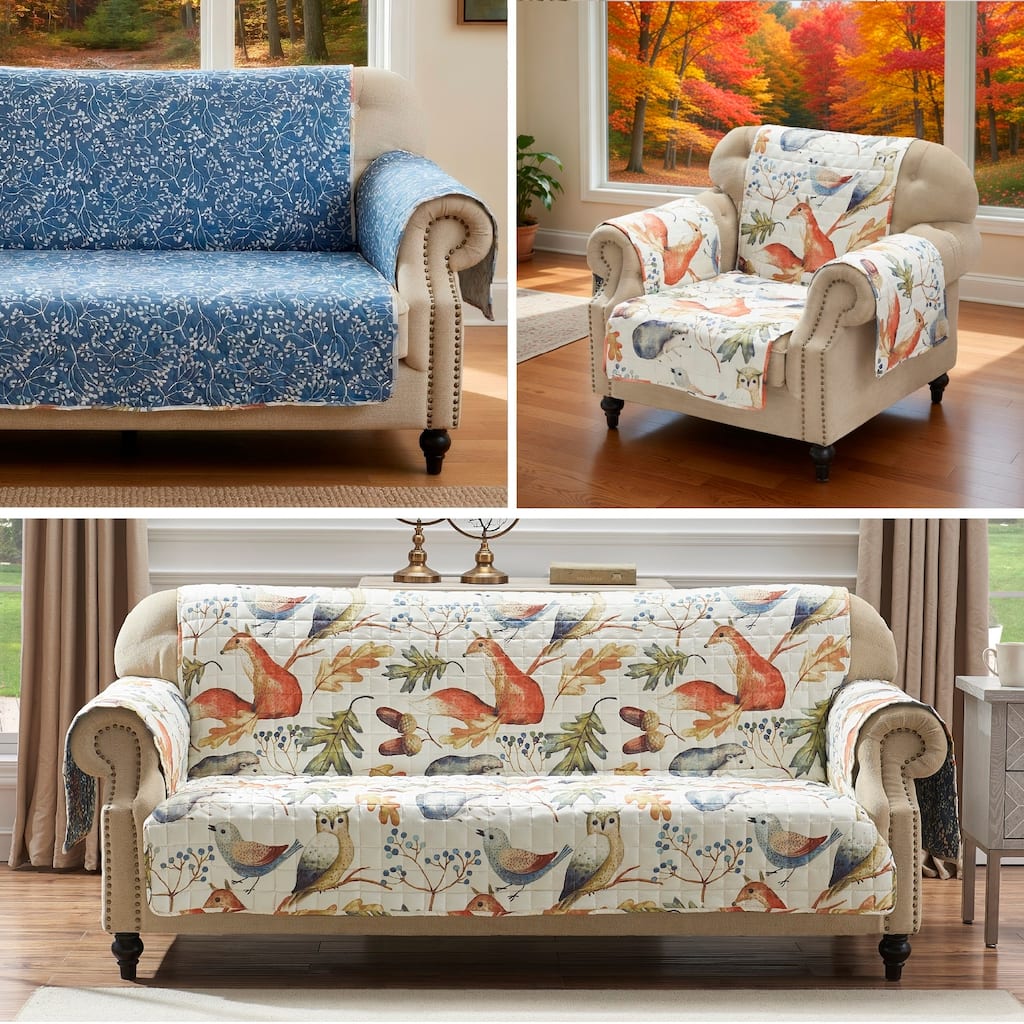 Greenland Home Fashions Willow Reversible Pet-Friendly Slipcover - Furniture Protector