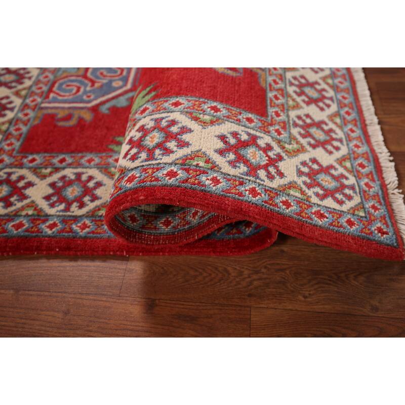 Red Kazak Accent Rug Handmade Traditional Wool Carpet - 2'7" x 4'0"