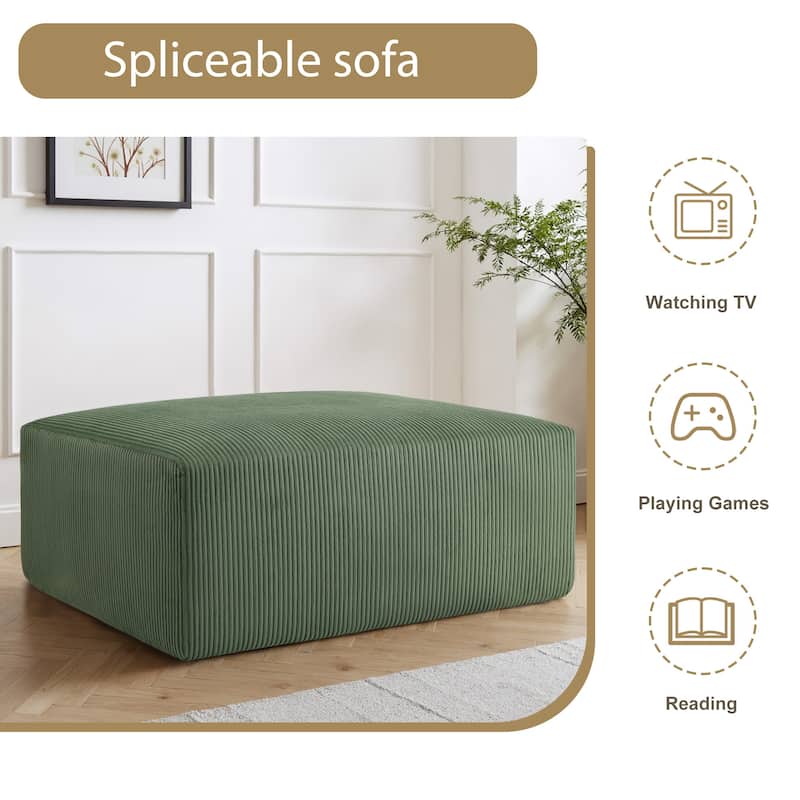 Corduroy Upholstered Modular Sectional Sofa with Ottoman
