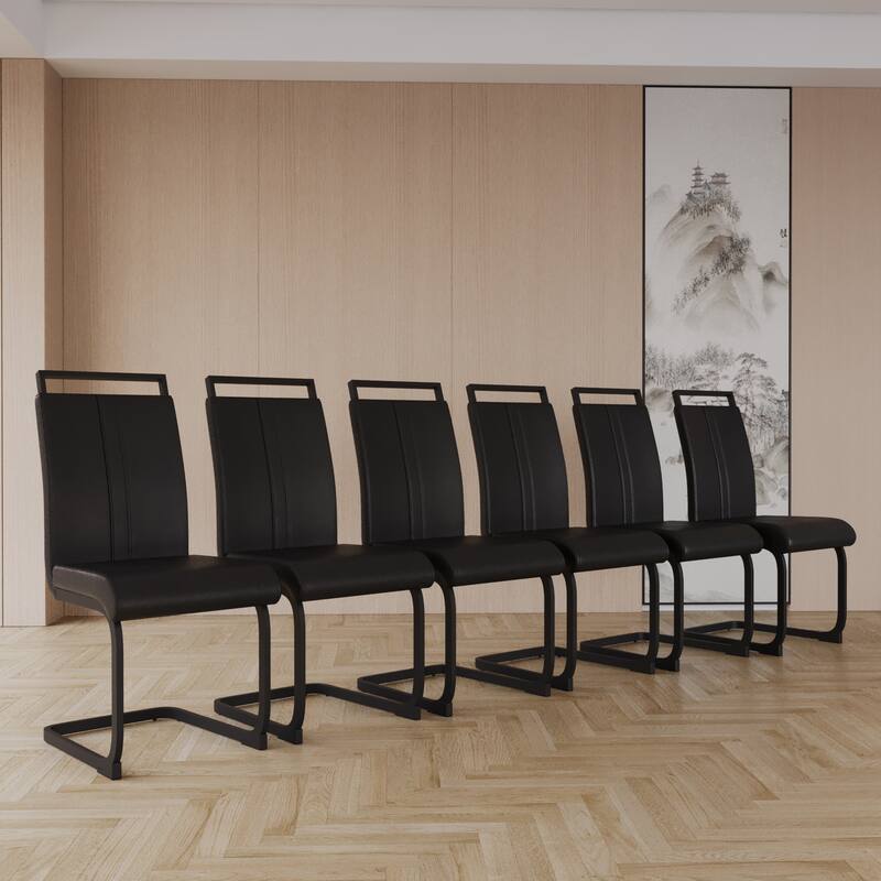 High Back Upholstered Side Chair with C-shaped Tube