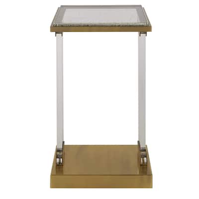 Seeded Glass Top Side Accent Table - 25.25" - Brown and Clear