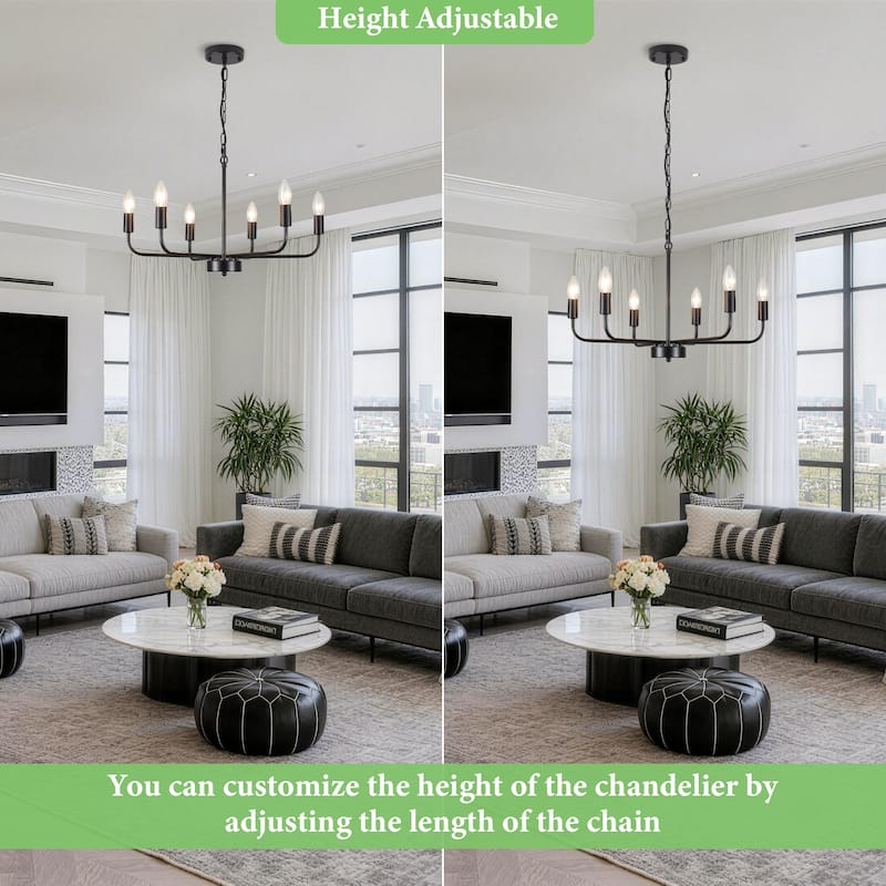 6-Light Rustic Industrial Modern Ceiling Pendant Light, Adjustable Hanging Lamp Fixtures for Dining Room Kitchen Bedroom