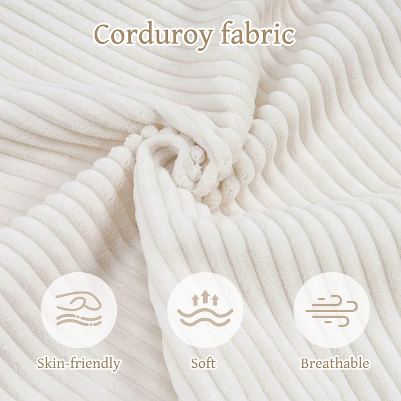 110" Full-Compression Corduroy Ultra-Soft Deep Seat 3-Seater Sectional Sofa for Living Room