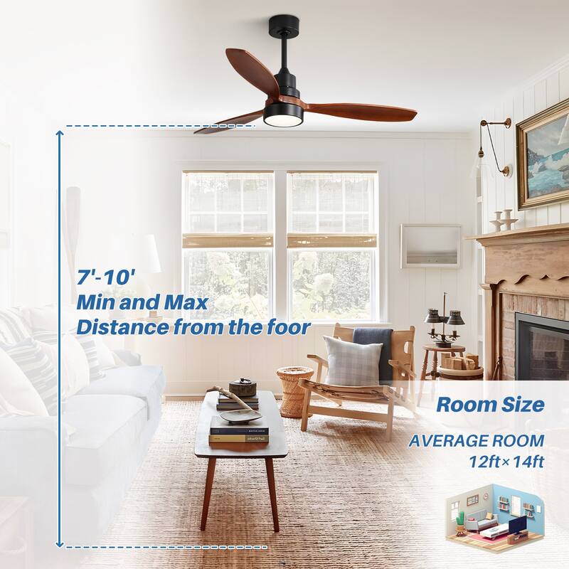 48" and 52" Integrated LED Ceiling Fan with Light and Remote, Reversible DC Motor