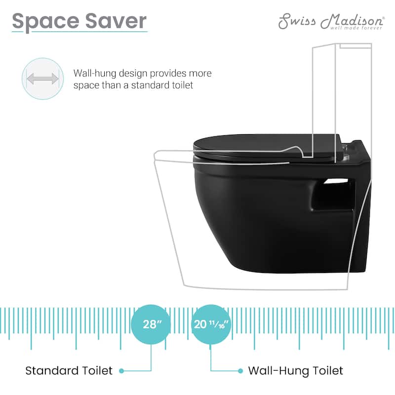 Ivy Wall Hung Elongated Toilet Bowl 0.8/1.28 GPF Dual Flush