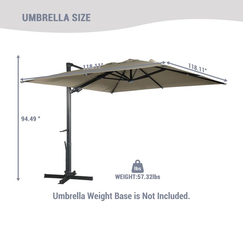 10FT Cantilever Umbrella Rectangular Crank Market Umbrella