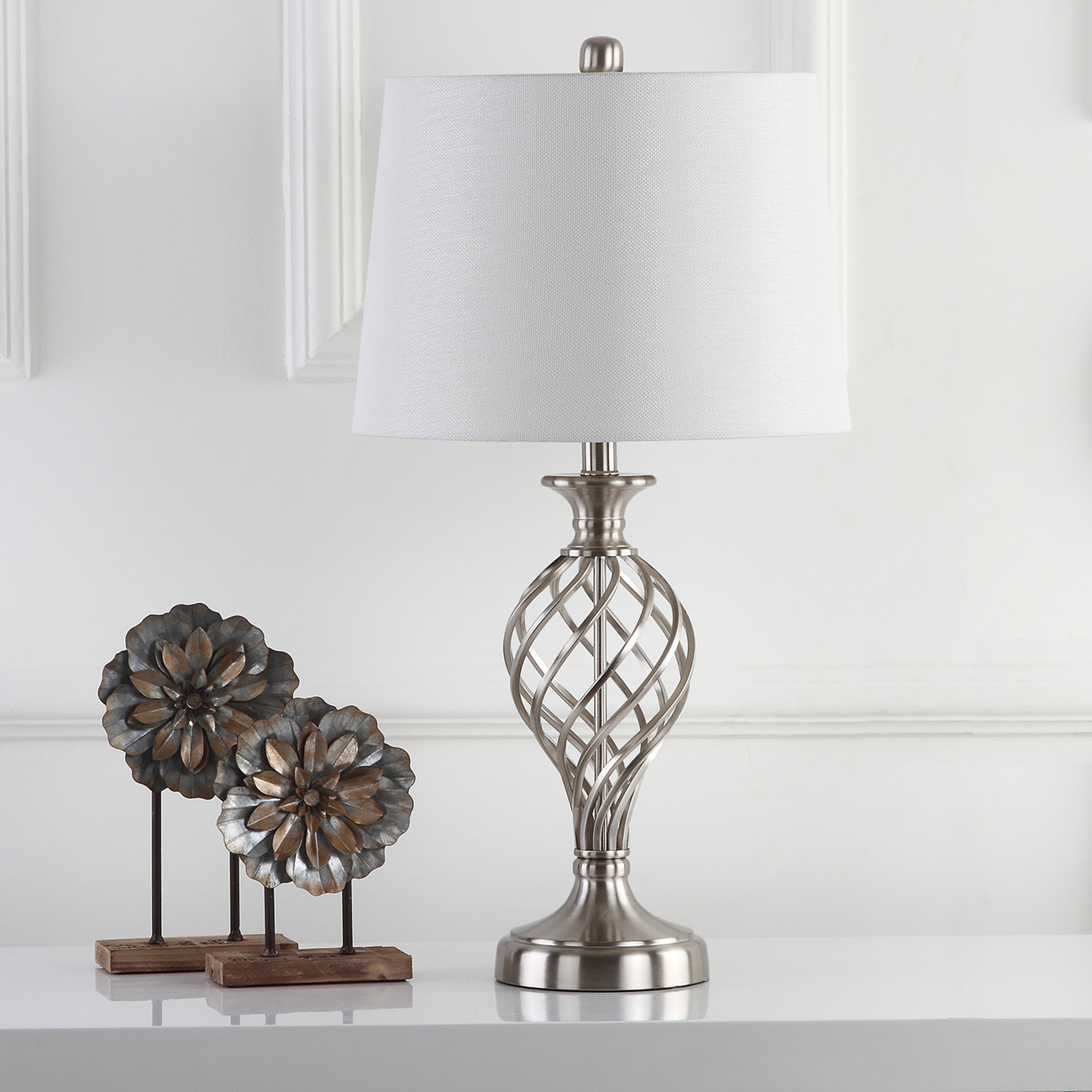 SAFAVIEH Lighting Yesenia 27-inch Urn Nickel Table Lamp (Set of 2) - 14Wx14Dx27H