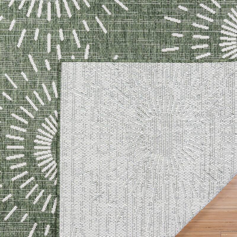 Gertmenian Tropea Tiaret Indoor Outdoor Flatweave Rug, Boho Sunburst Design