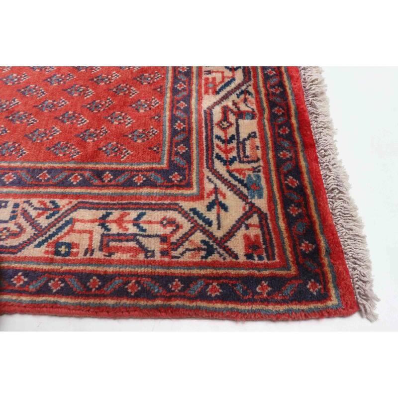 ECARPETGALLERY Hand-knotted Andelz Red Wool Rug - 3'4 x 9'5