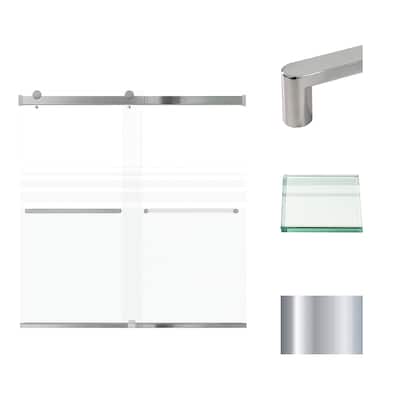 Brianna 60 in. W x 62 in. H By-Pass Frameless Shower Door with Frosted Glass - 56-60-in W x 62-in H