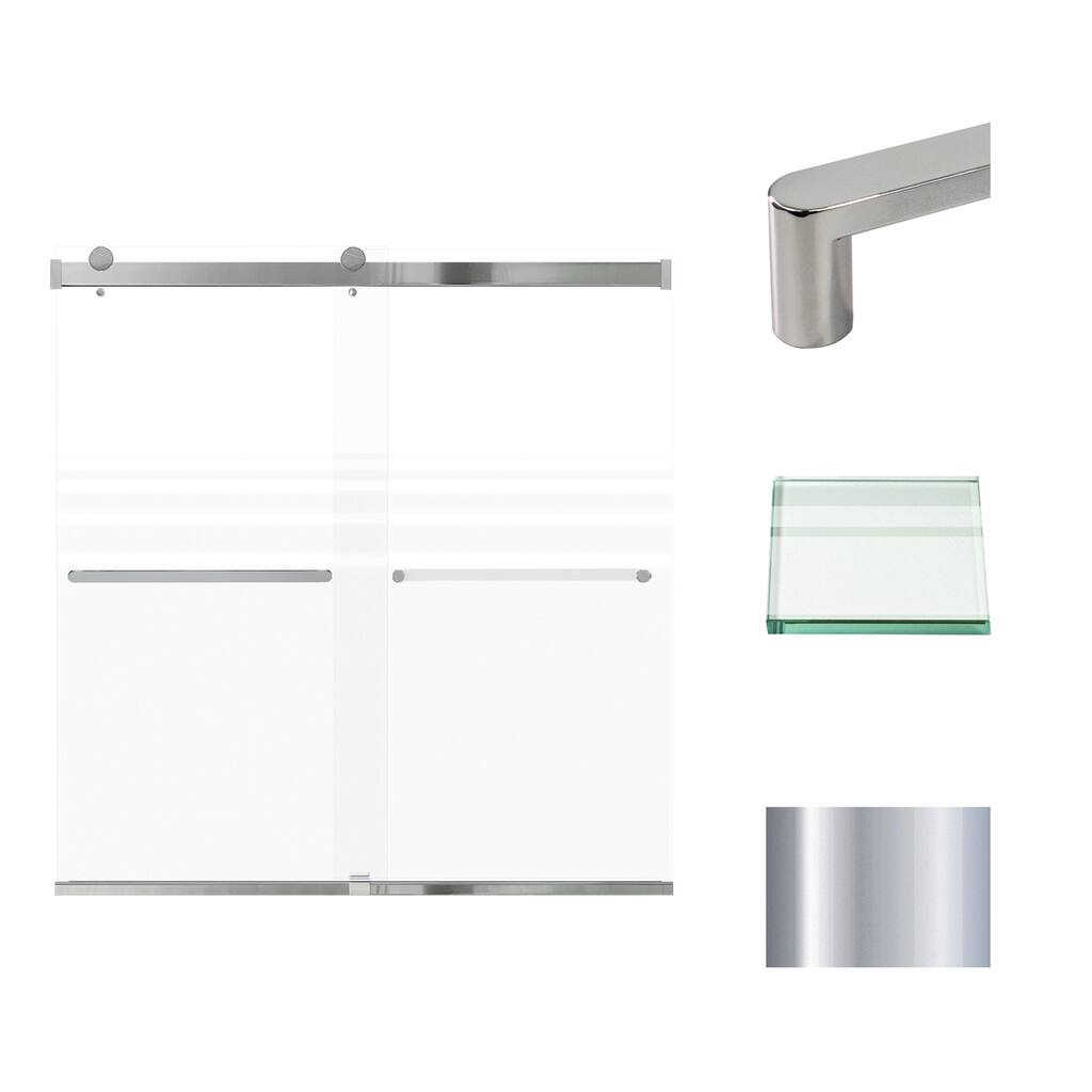 Brianna 60 in. W x 62 in. H By-Pass Frameless Shower Door with Frosted Glass - 56-60-in W x 62-in H