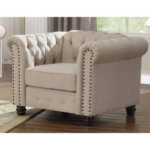 Best Master Furniture Tufted Landry Upholstered Chair Sofa and Loveseat Set