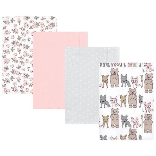 slide 1 of 1, Hudson Baby Infant Girl Cotton Flannel Burp Cloths, Wild Forest Pink 4-Pack, One Size - Wild Forest Pink 4-Pack - One Size One Size - Wild Forest Pink 4-Pack