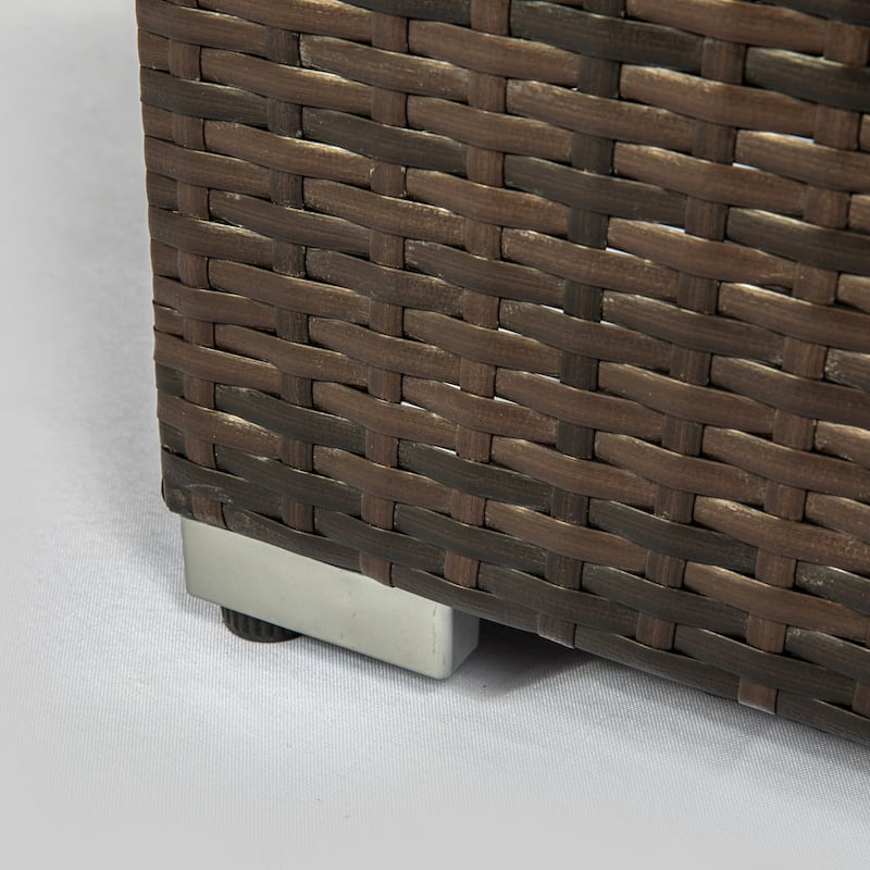 GDFStudio - Verona Outdoor Rattan Gas Fire Table with Ceramic Tile Tabletop
