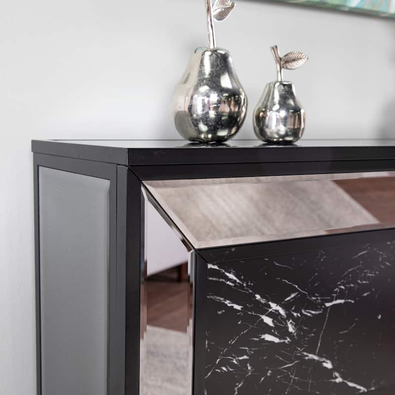 SEI Furniture Tranton Glam Silver/ Black Mirror Electric Fireplace