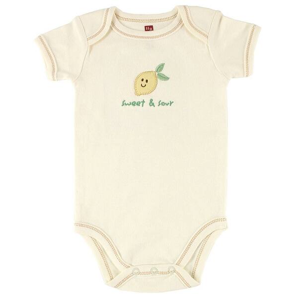 slide 1 of 1, Touched by Nature Baby Unisex Organic Cotton Bodysuits, Lemon 0-3 Months - Lemon