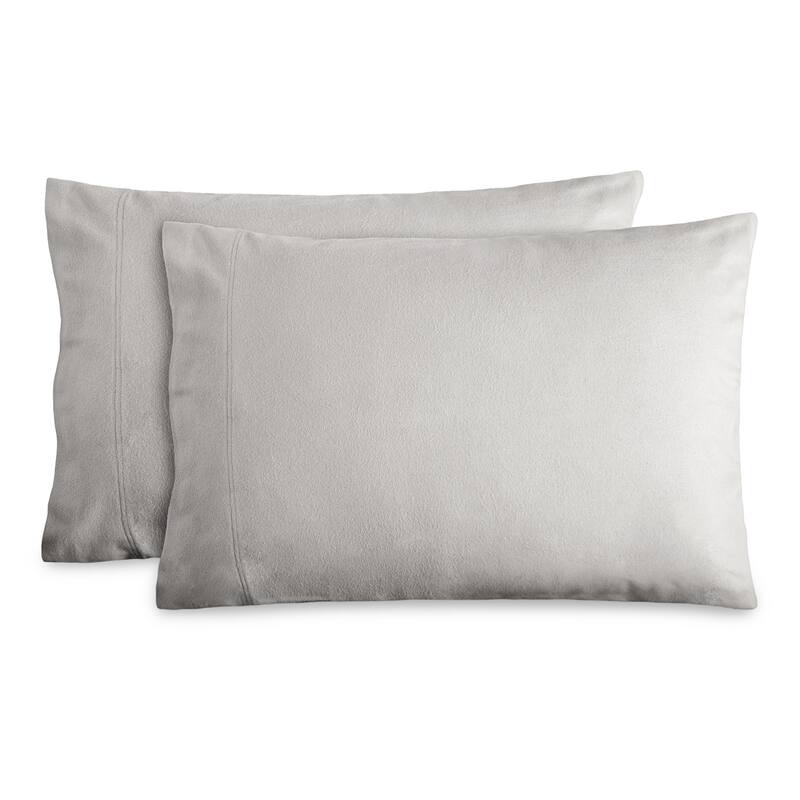 Bare Home Cotton Flannel Pillowcases (Set of 2) - King - Light Grey