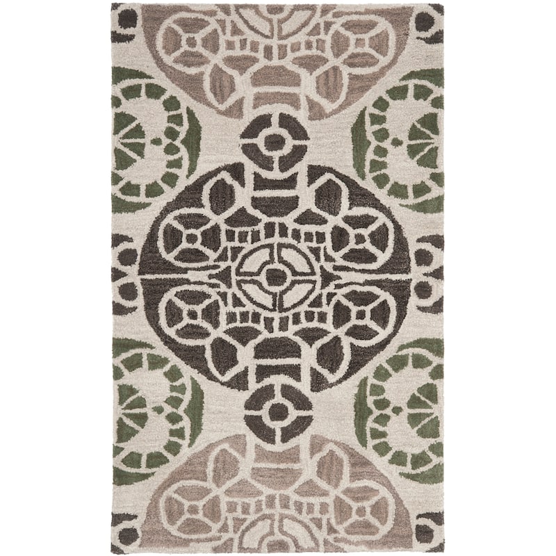 SAFAVIEH Handmade Wyndham Dinie Modern Wool Rug - 2'6" x 4' - Ivory/Brown