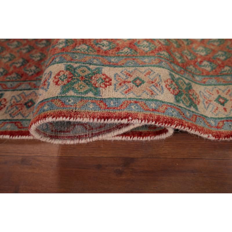 Geometric Botemir Persian Vintage Runner Rug Hand-Knotted Wool Carpet - 3'6" x 11'2"