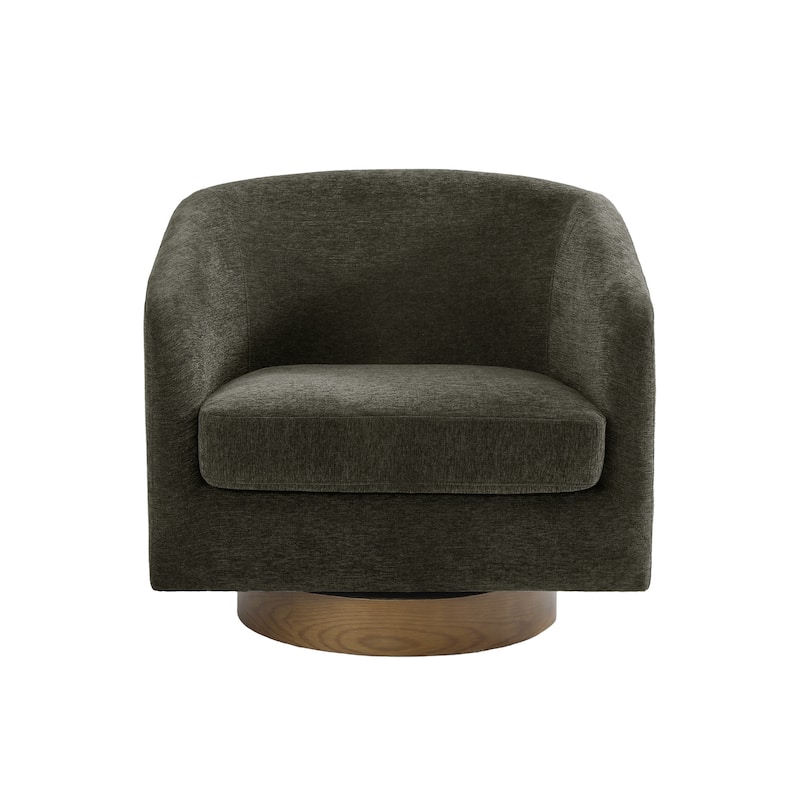 Faux Leather Wide Seat Swivel Barrel Chair