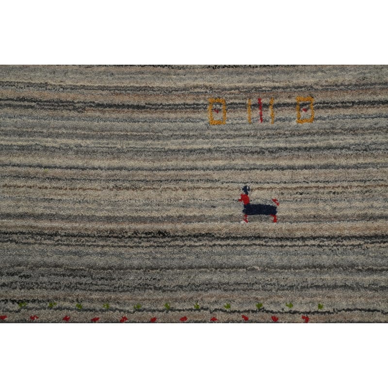 Hand Knotted Oriental 100% Wool Carpet Tribal Animal Pictorial Multi-Colored Gabbeh Area Rug - 7' 10'' X 4' 10''