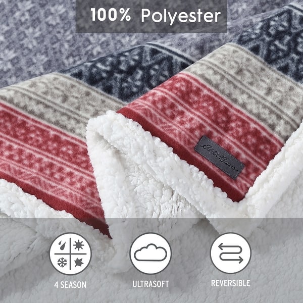 Eddie Bauer Ultra Soft Plush Fleece Reversible Oversized Throw Blanket